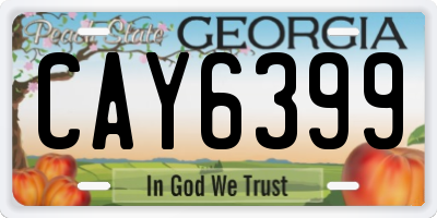 GA license plate CAY6399