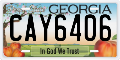 GA license plate CAY6406