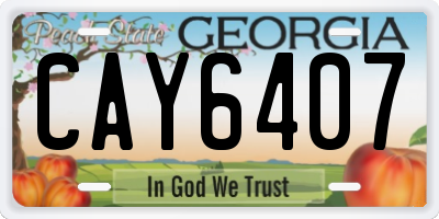 GA license plate CAY6407