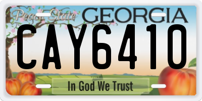 GA license plate CAY6410