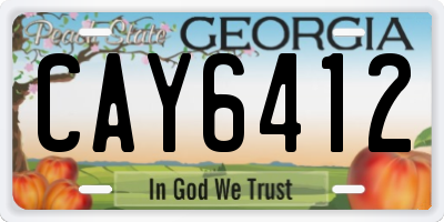 GA license plate CAY6412