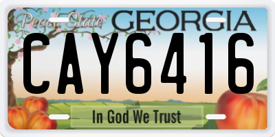 GA license plate CAY6416
