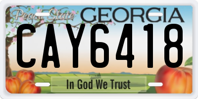 GA license plate CAY6418