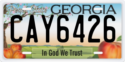 GA license plate CAY6426