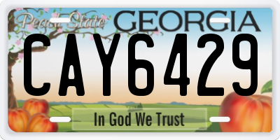 GA license plate CAY6429