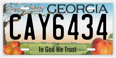 GA license plate CAY6434