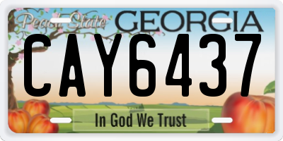 GA license plate CAY6437