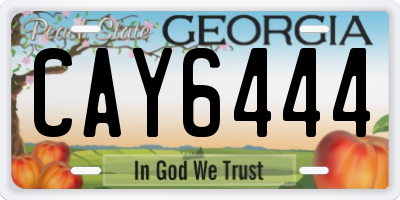 GA license plate CAY6444
