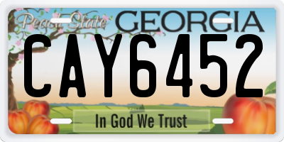 GA license plate CAY6452