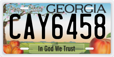 GA license plate CAY6458