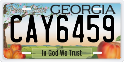 GA license plate CAY6459