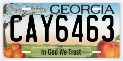 GA license plate CAY6463
