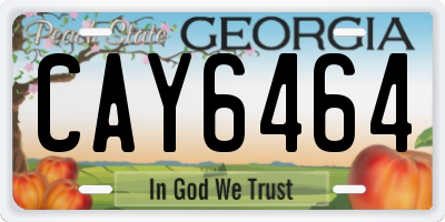 GA license plate CAY6464