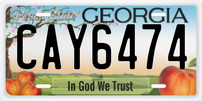 GA license plate CAY6474