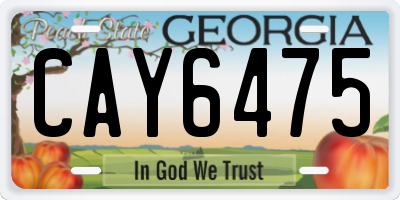 GA license plate CAY6475