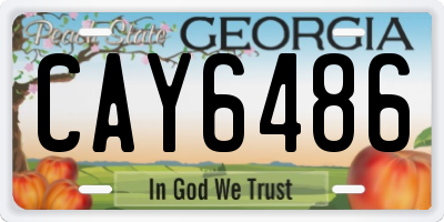 GA license plate CAY6486