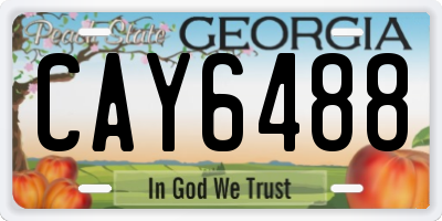 GA license plate CAY6488