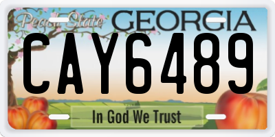 GA license plate CAY6489