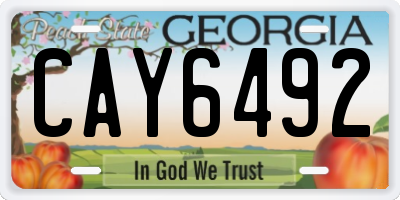 GA license plate CAY6492