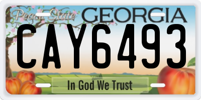 GA license plate CAY6493