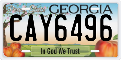 GA license plate CAY6496