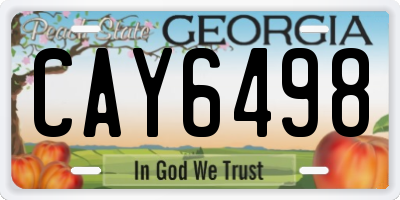 GA license plate CAY6498