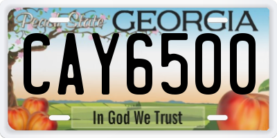 GA license plate CAY6500
