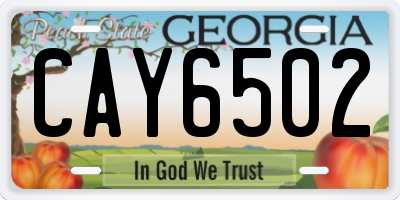 GA license plate CAY6502