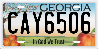 GA license plate CAY6506