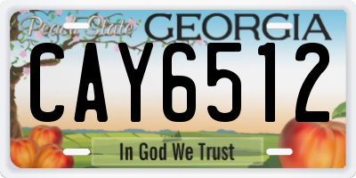 GA license plate CAY6512
