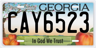 GA license plate CAY6523