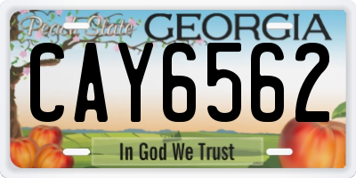 GA license plate CAY6562