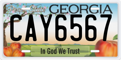GA license plate CAY6567