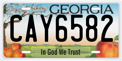 GA license plate CAY6582