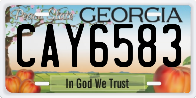 GA license plate CAY6583