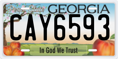 GA license plate CAY6593