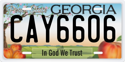 GA license plate CAY6606
