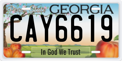 GA license plate CAY6619