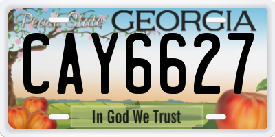 GA license plate CAY6627