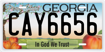 GA license plate CAY6656