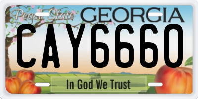 GA license plate CAY6660