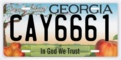GA license plate CAY6661