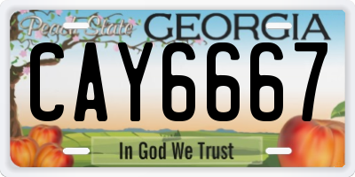 GA license plate CAY6667