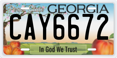 GA license plate CAY6672