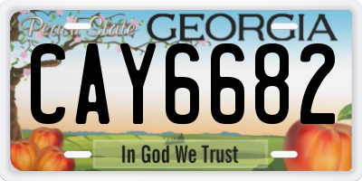 GA license plate CAY6682