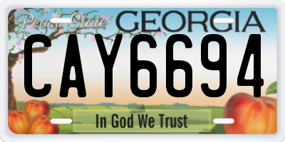 GA license plate CAY6694