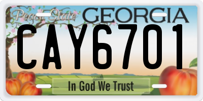 GA license plate CAY6701