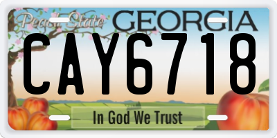 GA license plate CAY6718