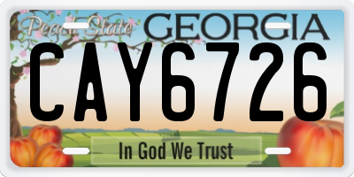GA license plate CAY6726
