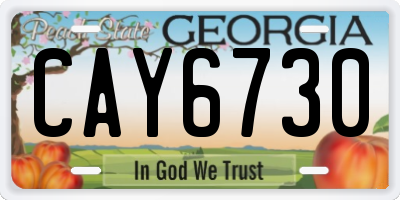 GA license plate CAY6730